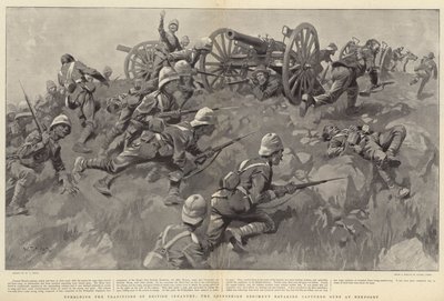 Upholding the Traditions of British Infantry, the Derbyshire Regiment retaking Captured Guns at Hekpoort by William T. Maud